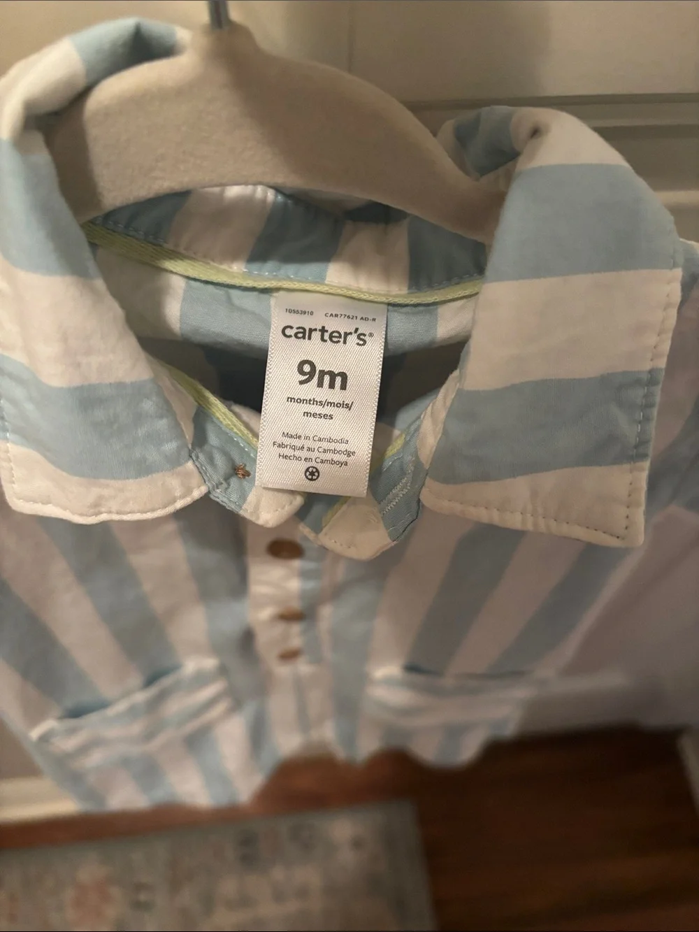 Carter's Blue & White Striped Button-Front Kids Romper